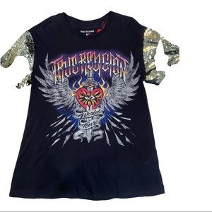 Sequin sleeve true religion t-shirt